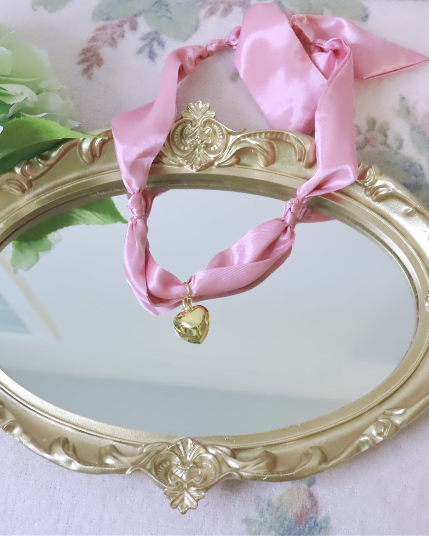 Solid Pink Solid Heart Scarf Necklace