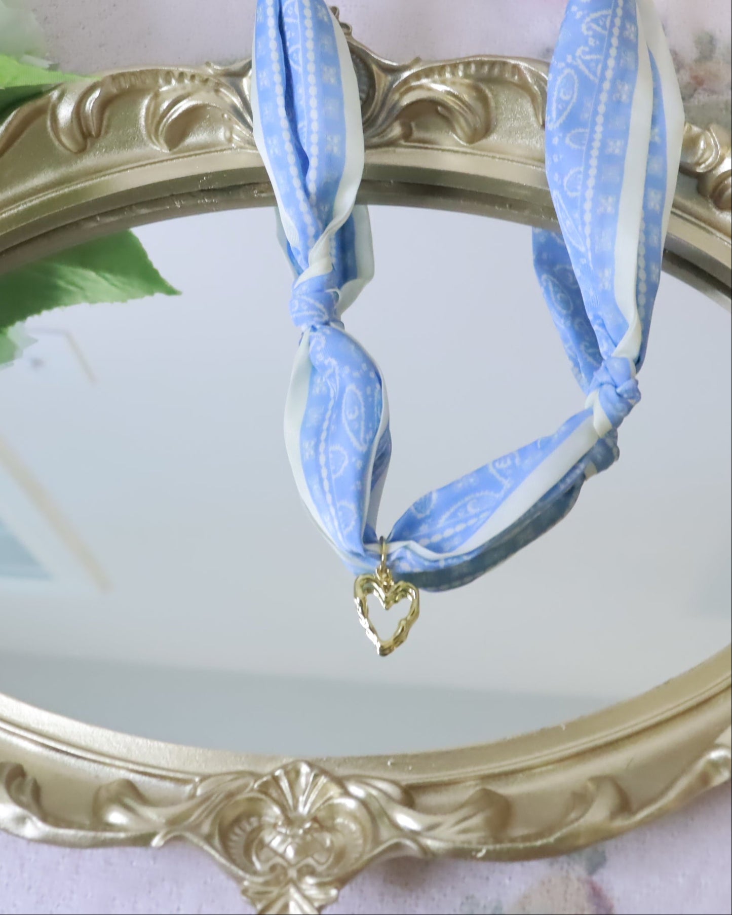 Blue Open Heart Scarf Necklace