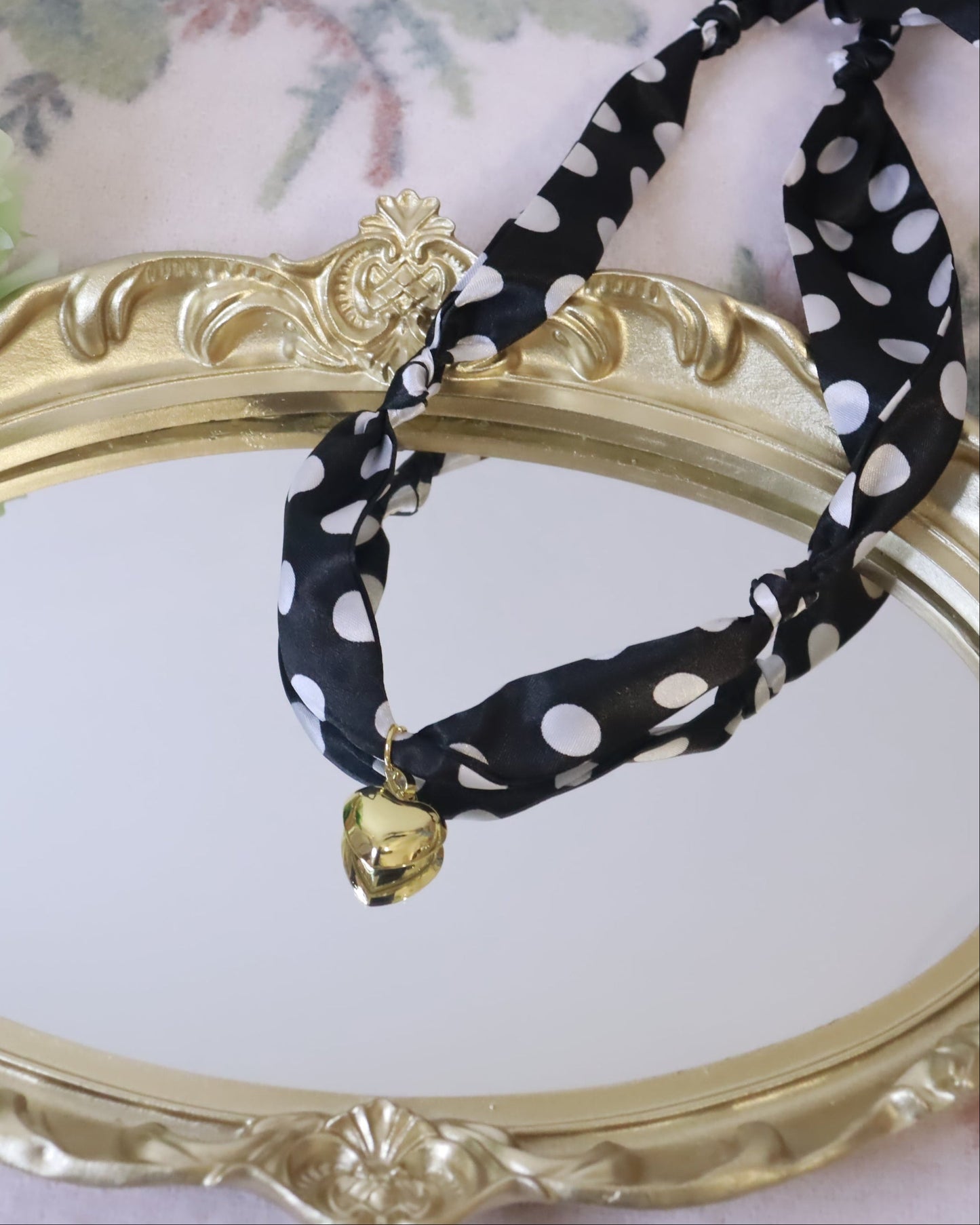 Polka Dot Solid Heart Scarf Necklace