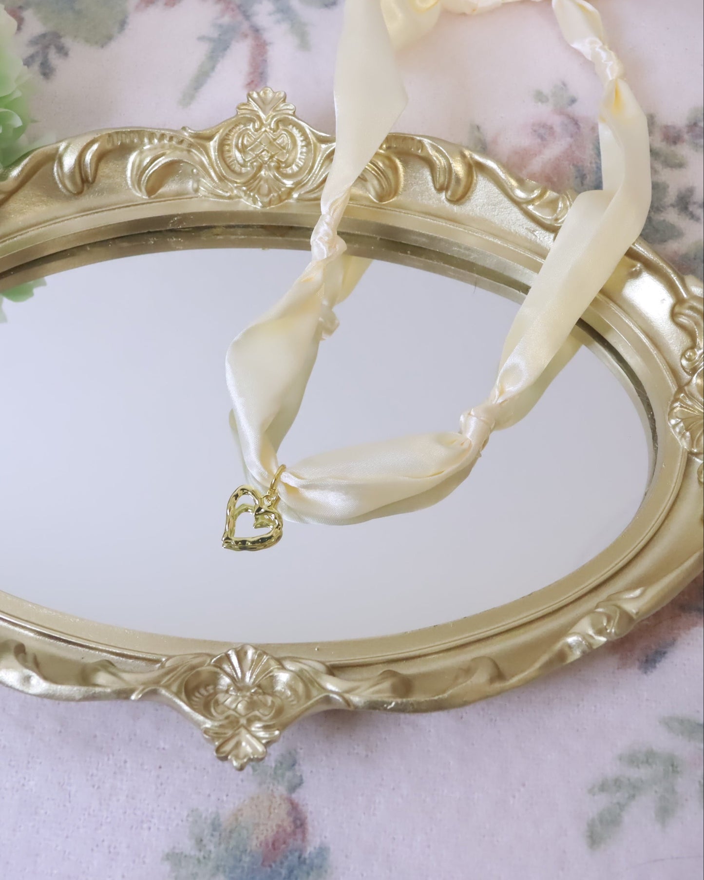 White Open Heart Scarf Necklace