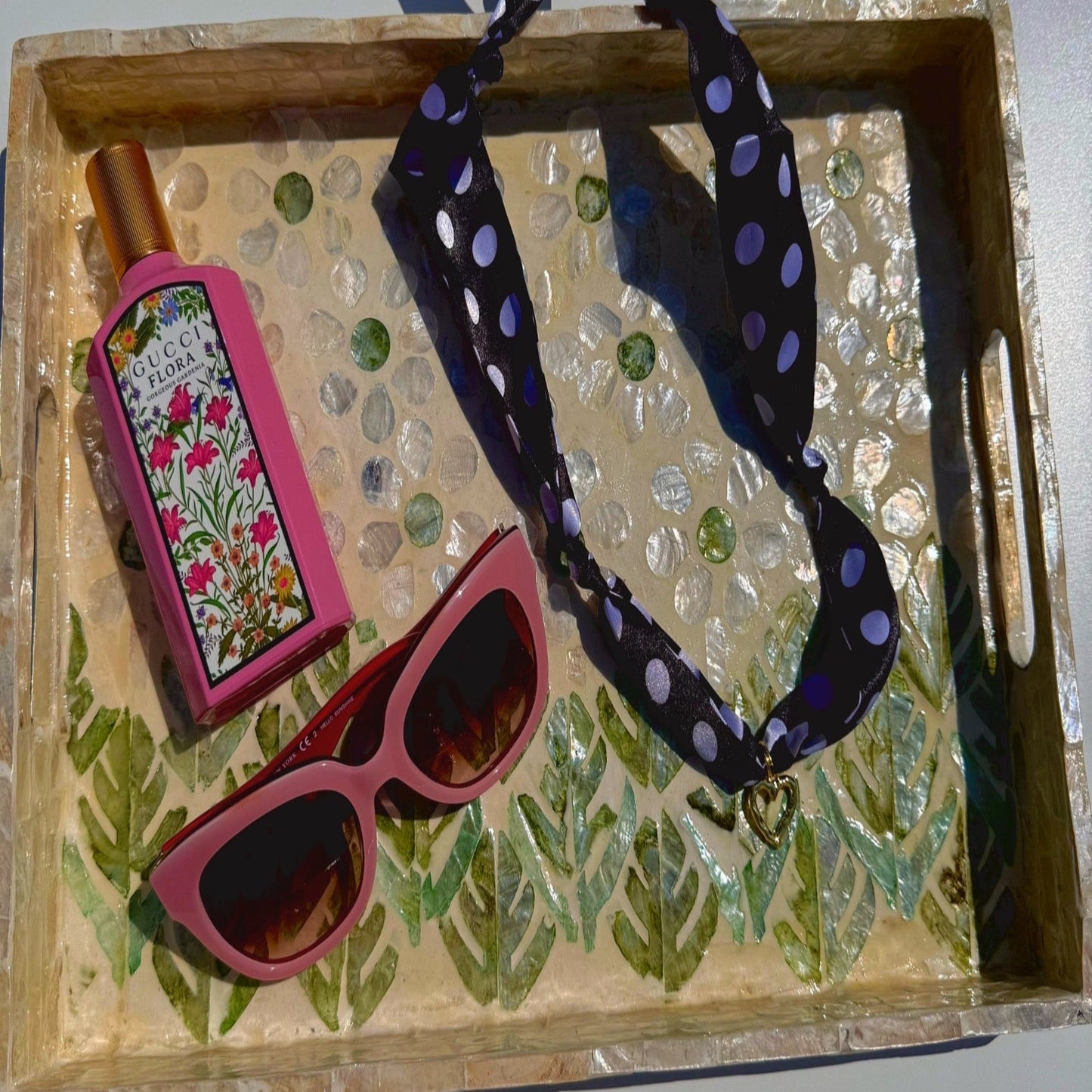 Polka Dot Open Heart Scarf Necklace