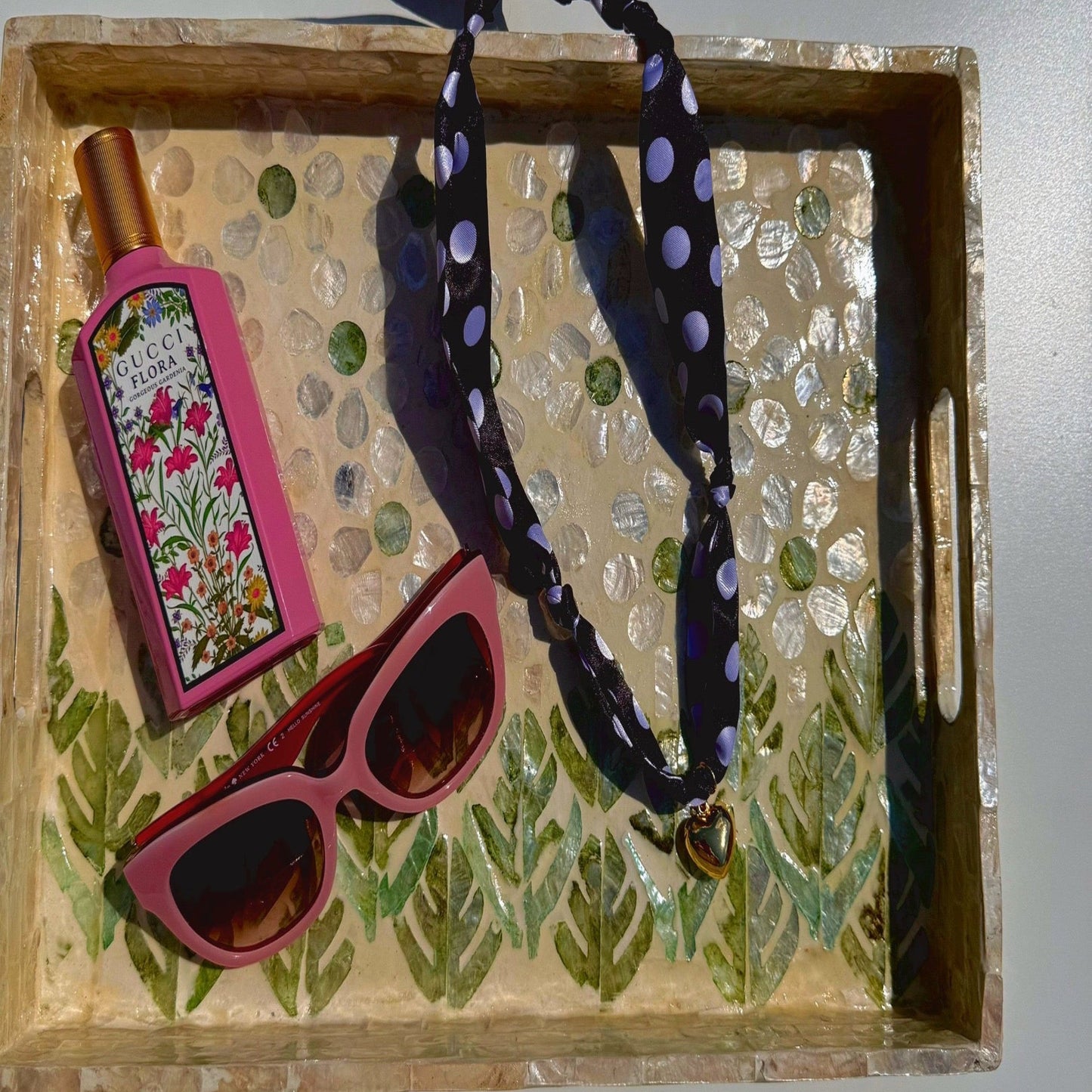 Polka Dot Solid Heart Scarf Necklace