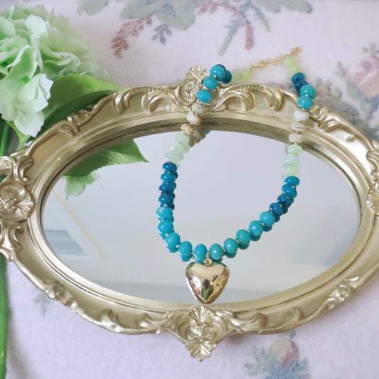 Ocean Heart Beaded Necklace