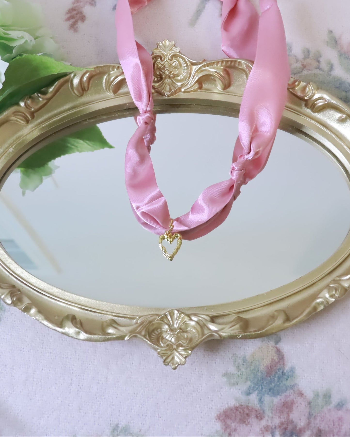 Solid Pink Open Heart Scarf Necklace