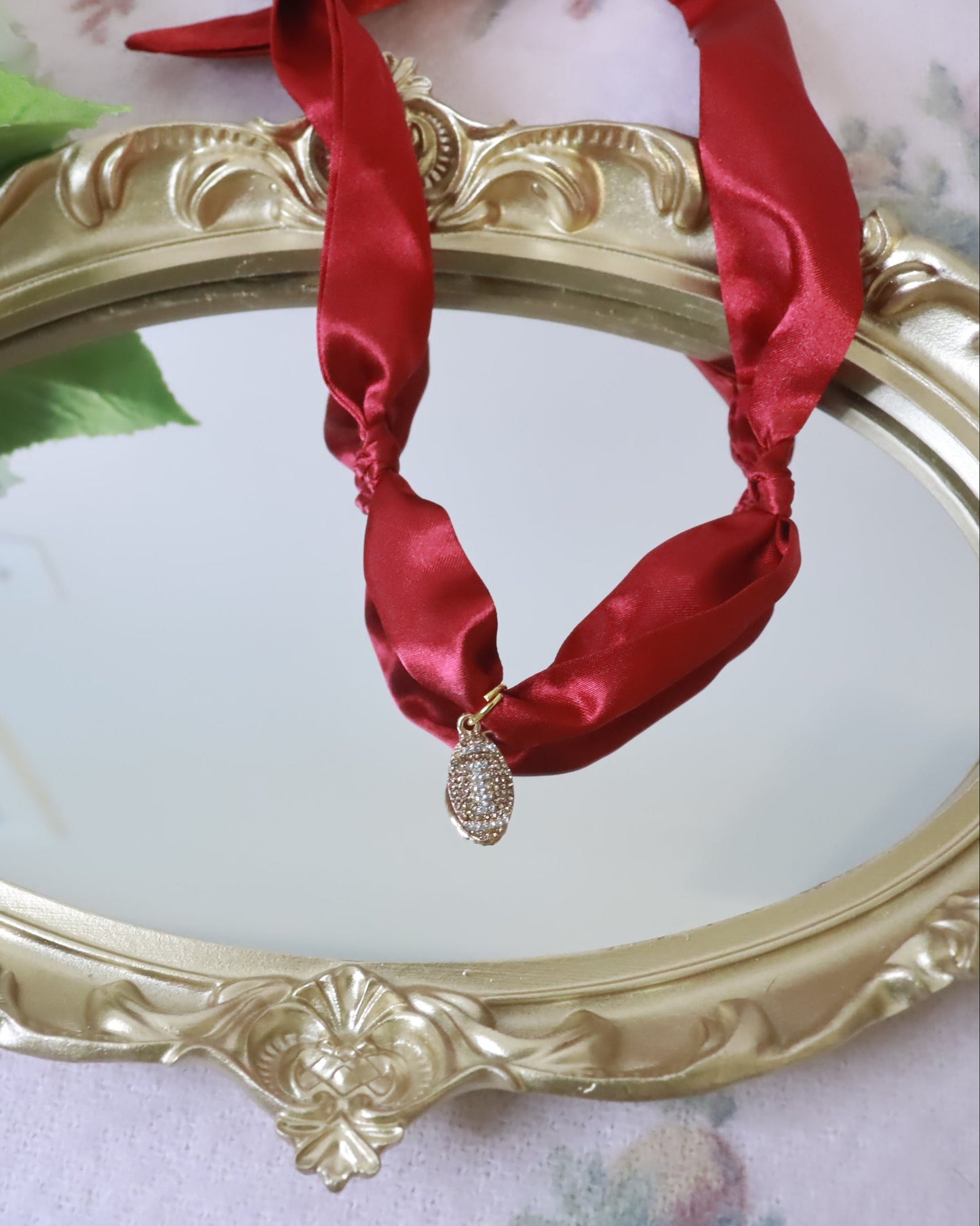 Maron Bling Football Scarf Necklace