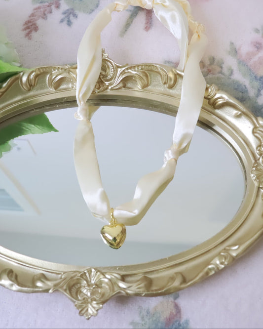 White Solid Heart Scarf Necklace