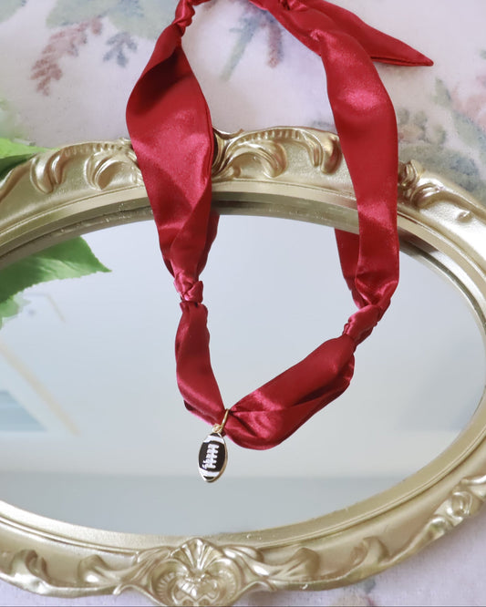 Maroon Football Scarf Necklace