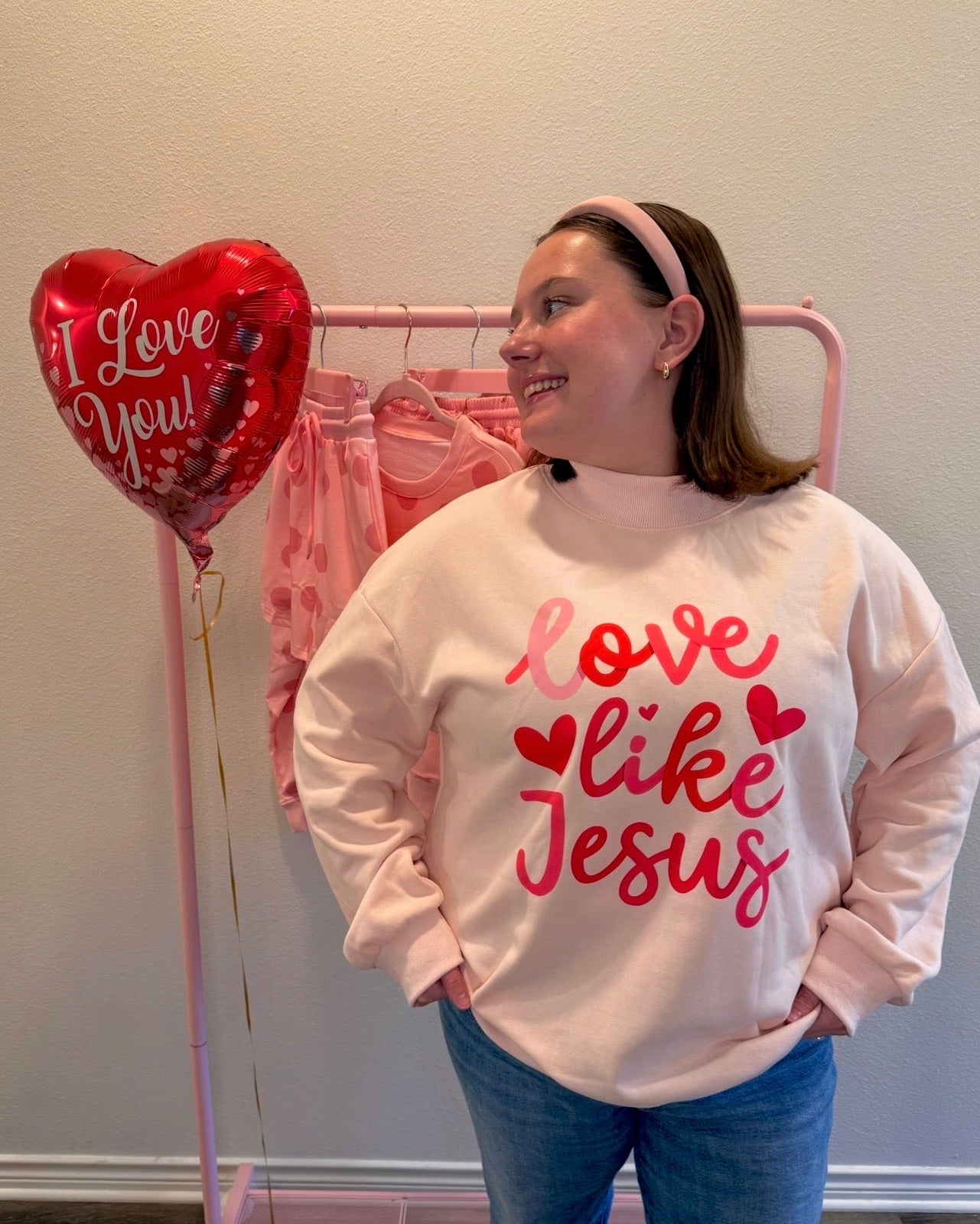 Love Like Jesus Pink Mockneck