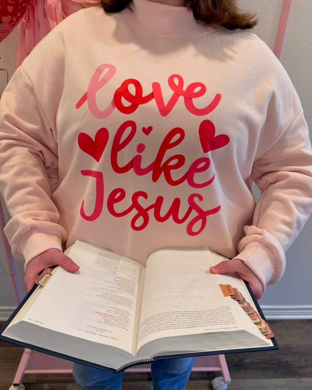 Love Like Jesus Pink Mockneck