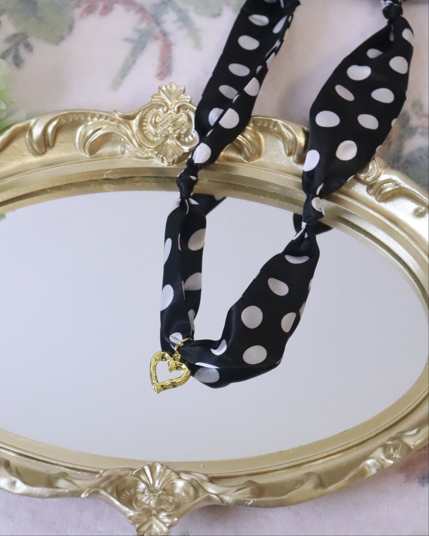 Polka Dot Open Heart Scarf Necklace