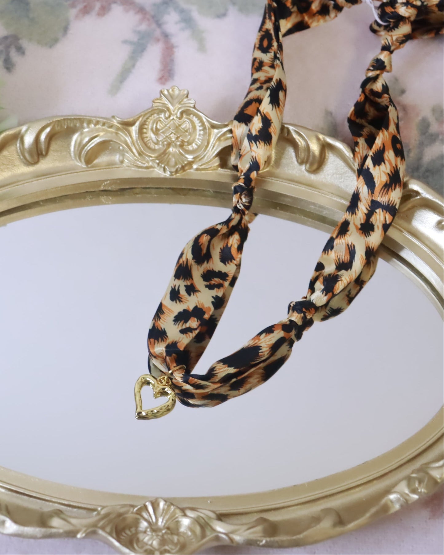 Animal Print Open Heart Scarf Necklace