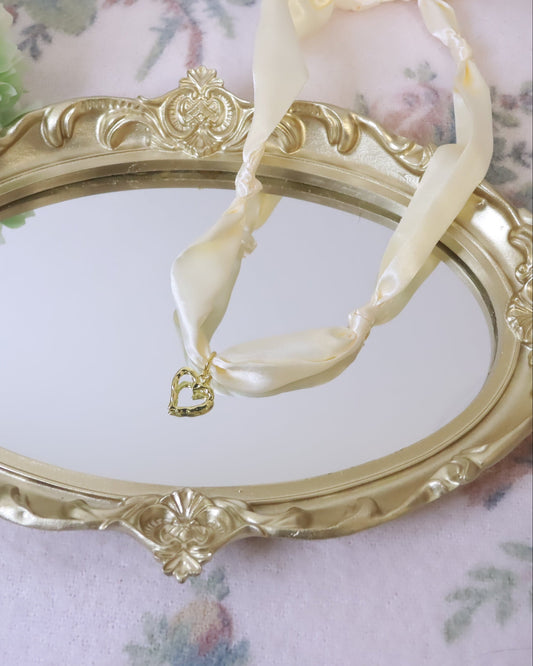 White Open Heart Scarf Necklace