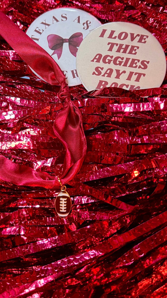 Maroon Football Scarf Necklace