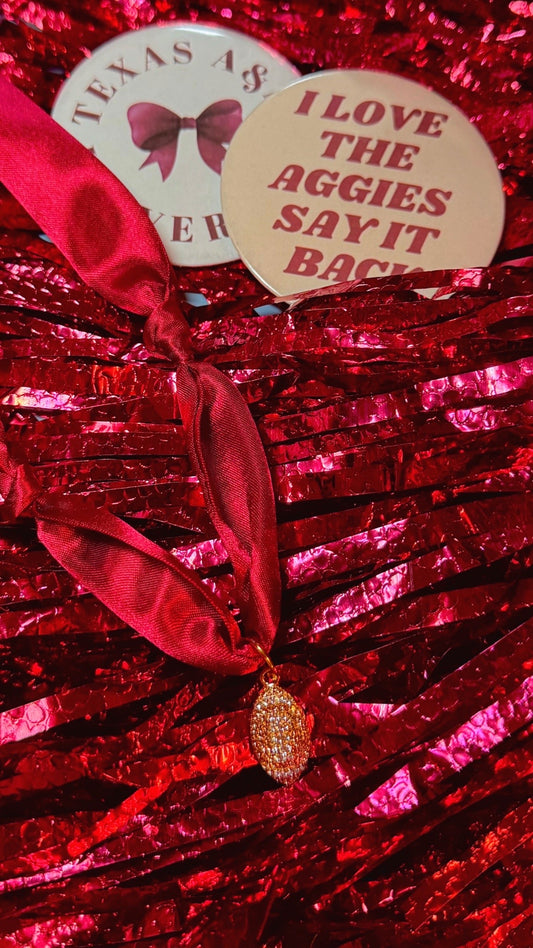 Marron Bling Football Scarf Necklace