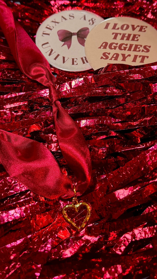Maroon Open Heart Scarf Necklace