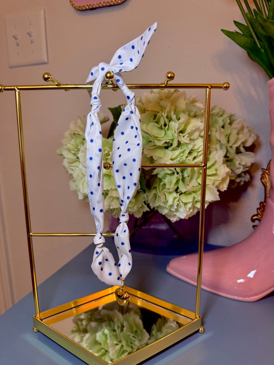 White Polka Dot Solid Heart Scarf Necklace