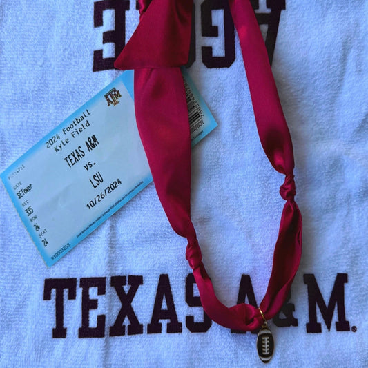 Maroon Football Scarf Necklace