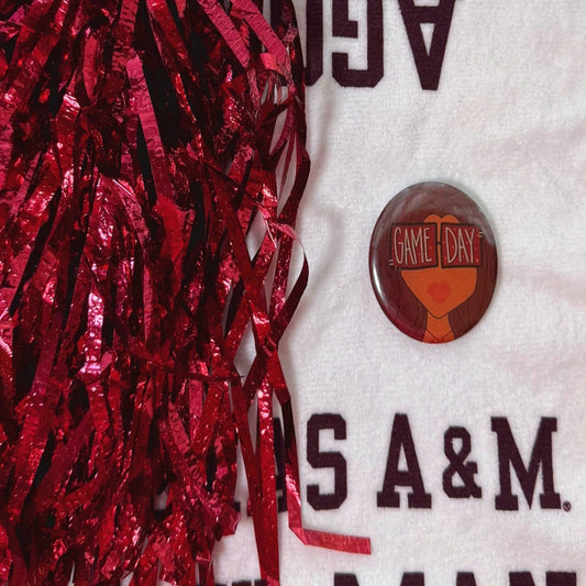 Brown Hair Gameday Button