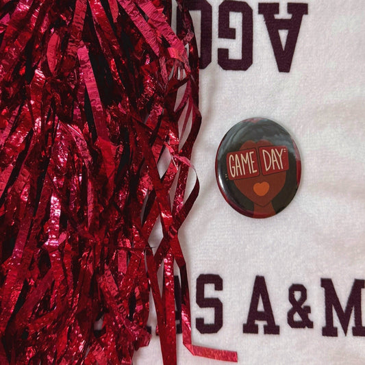 Black Hair Gameday Button