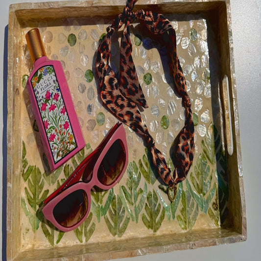 Animal Print Open Heart Scarf Necklace