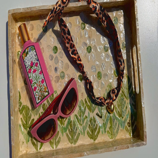 Animal Print Solid Heart Scarf Necklace