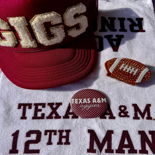Polka Dot Texas A&M Aggies Button