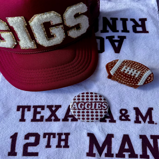 Polka Dot Aggies Button